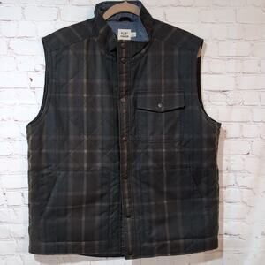 Flint And Tinder Quilted Waxed Vest Special Edition Men’s Large Dark Navy Plaid